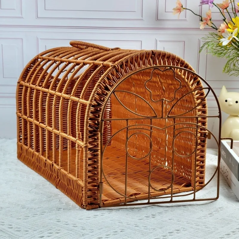Bolsa de transporte para gatos con cama de ratán transpirable - imagen 3