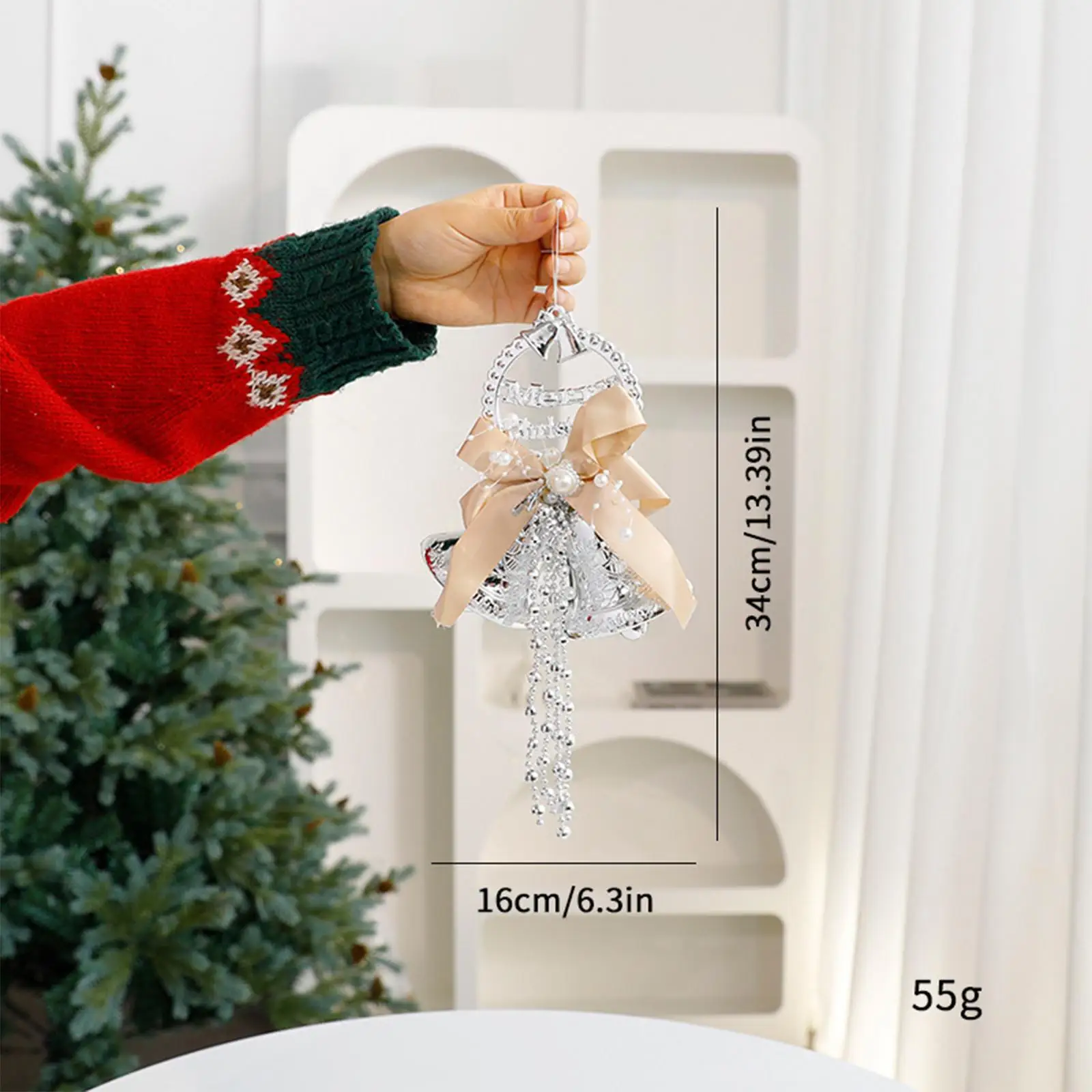 Christmas Bell Ornament Christmas Tree Pendant Festival Charm DIY Decorating Xmas Pendant for Wall Dorm Winter Door Farmhouse