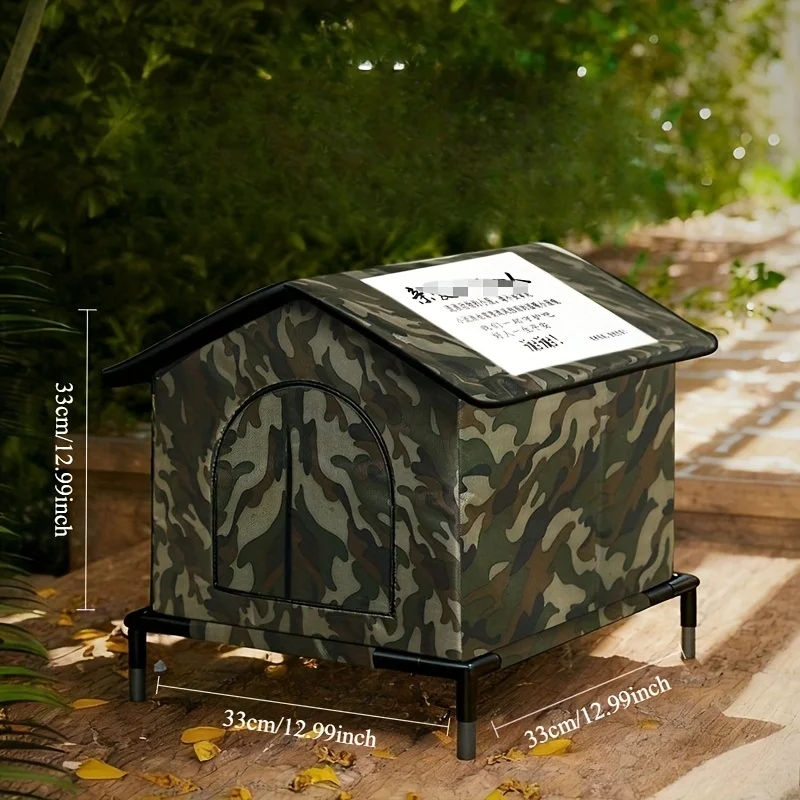 Casa para gatos al aire libre con estante, cojines de doble cara, aislamiento de aluminio, refugio para gatos sin hogar para múltiples gatitos, cama para gatos, calentador de cueva - imagen 2