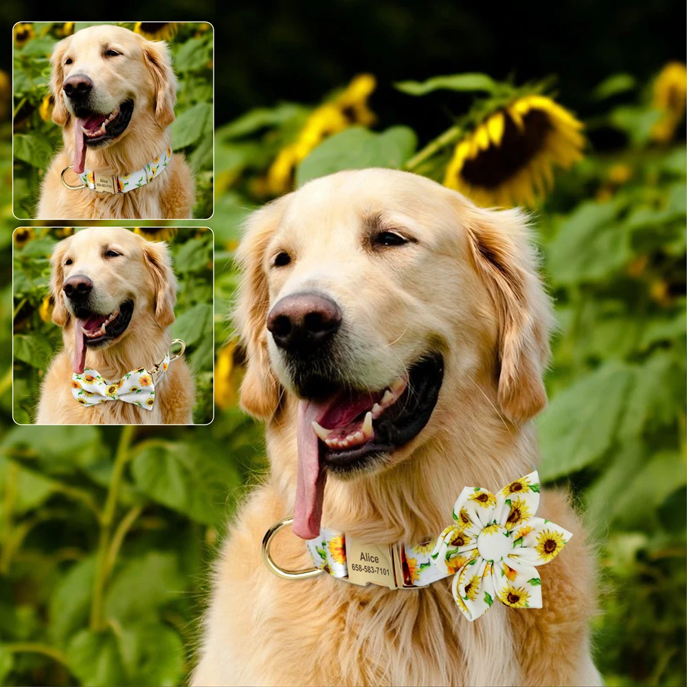 Collar personalizado para perros con flores y pajarita - imagen 5