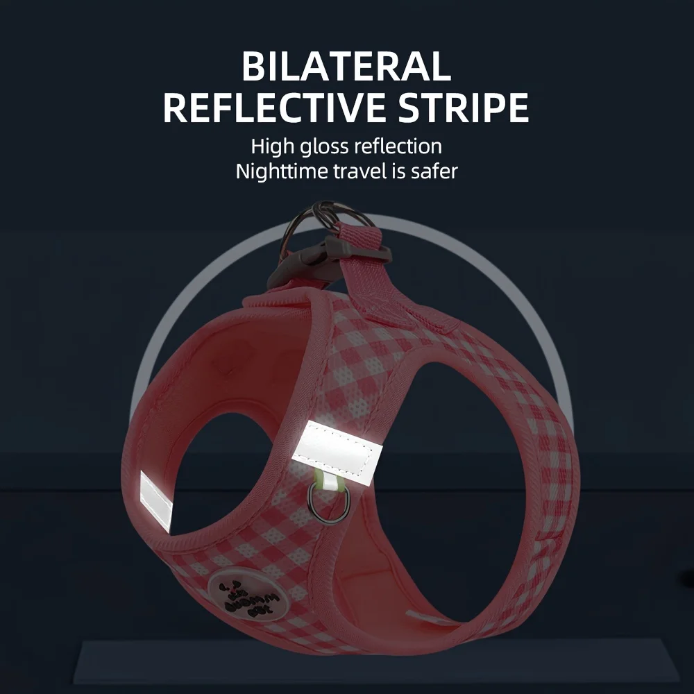 Arnés festivo para gatos de guinga: poliéster transpirable con cierres metálicos y correas reflectantes para paseos seguros - imagen 5