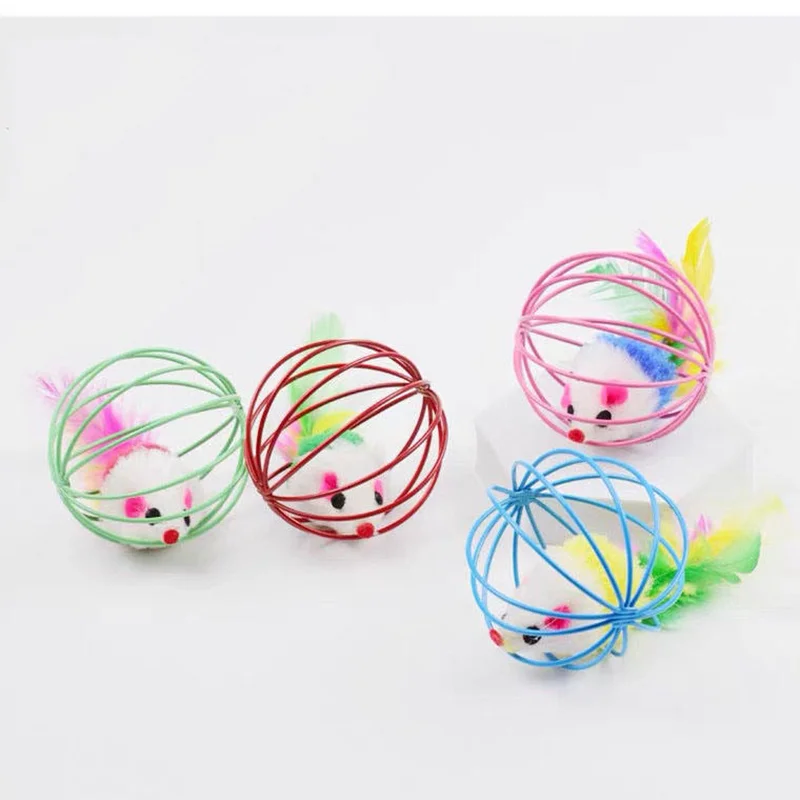 Ratón colorido popular en jaula, juguete para gatos dentro de arena, juguete interactivo para gatos - imagen 2