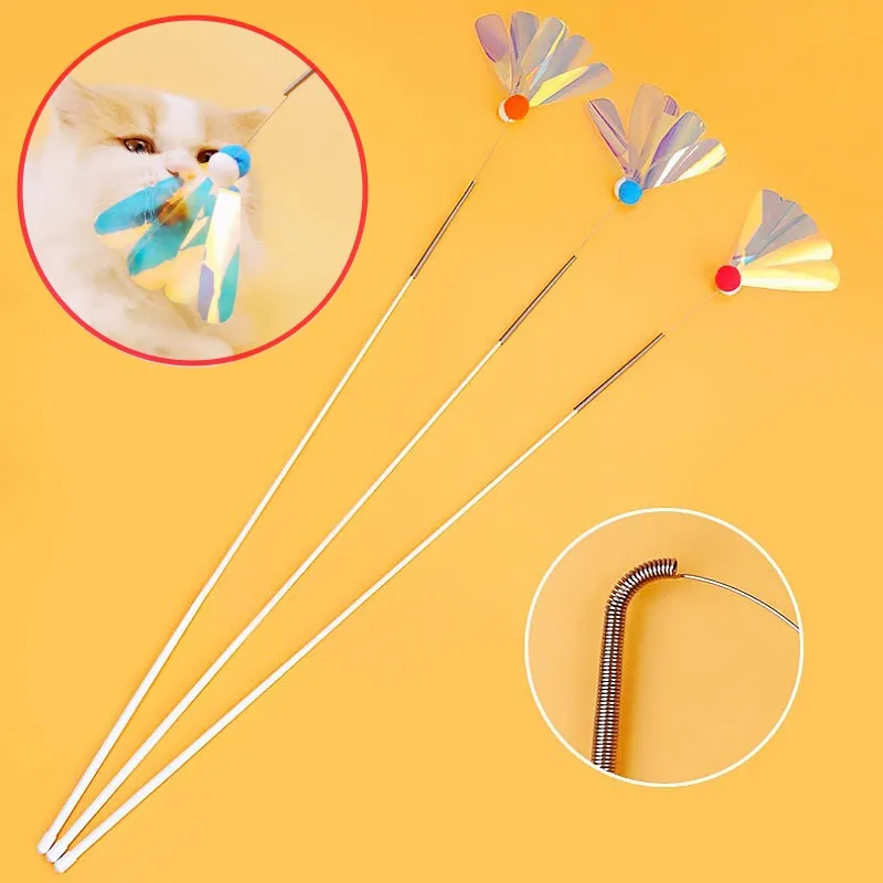 Juguete interactivo con plumas, muelle y campana para gatos - imagen 2
