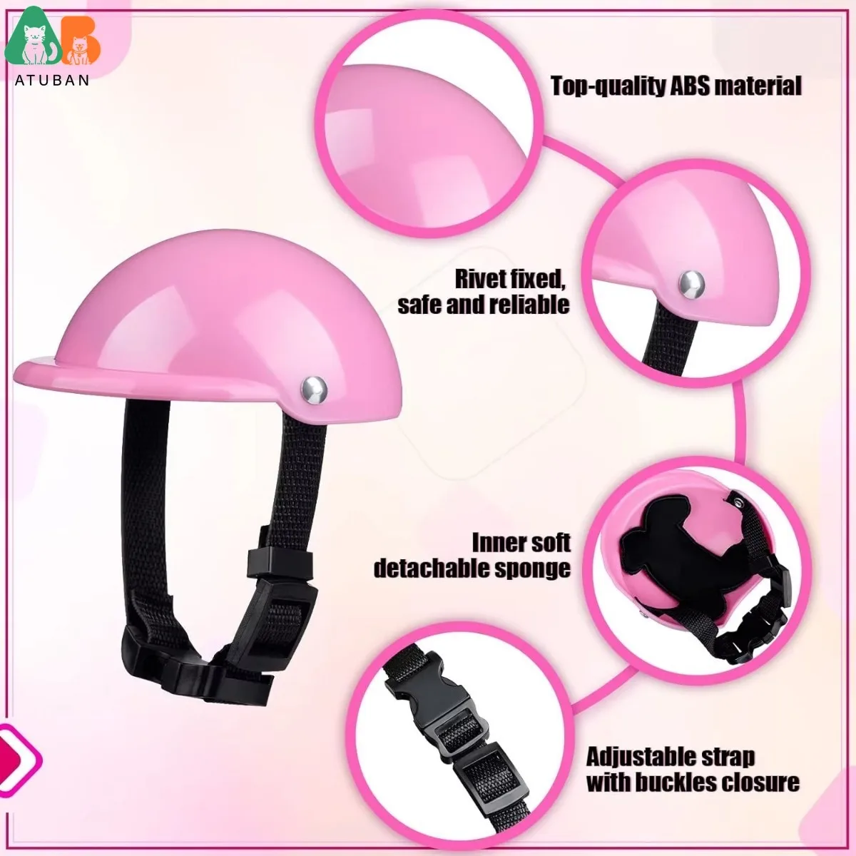 ATUBAN 2 piezas casco y gafas para perros pequeños gafas de sol para cachorros protección UV casco para mascotas con cinturón ajustable motocicleta dura para perros - imagen 3