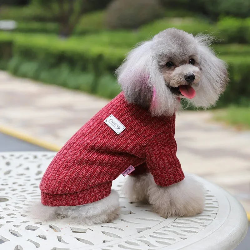 Suéter para perros y mascotas, suéteres básicos de punto gruesos para otoño/invierno, suéter de cuello alto para mascotas, suéter tejido para perros, ropa para cachorros de peluche - imagen 3