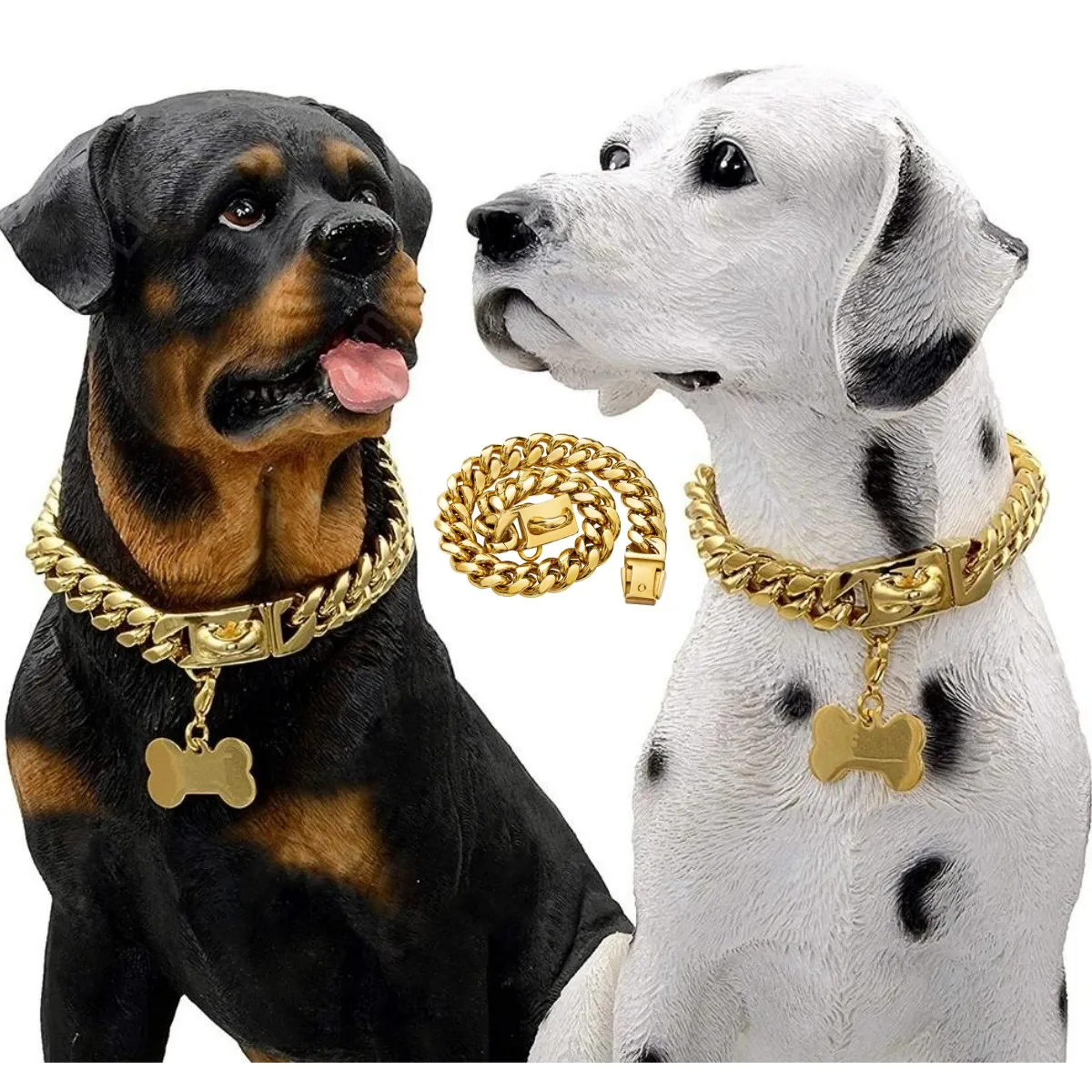 Comparativa de tallas con regla métrica al lado del collar