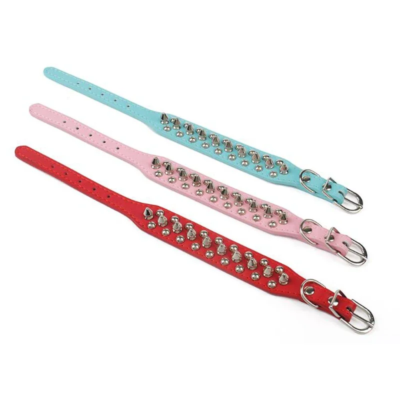 Collar de perro pequeño con pinchos para razas medianas y grandes XXS-XXL Pitbull Mastiff Boxer cuero PU 9 colores collar de perro grande para perro grande - imagen 5