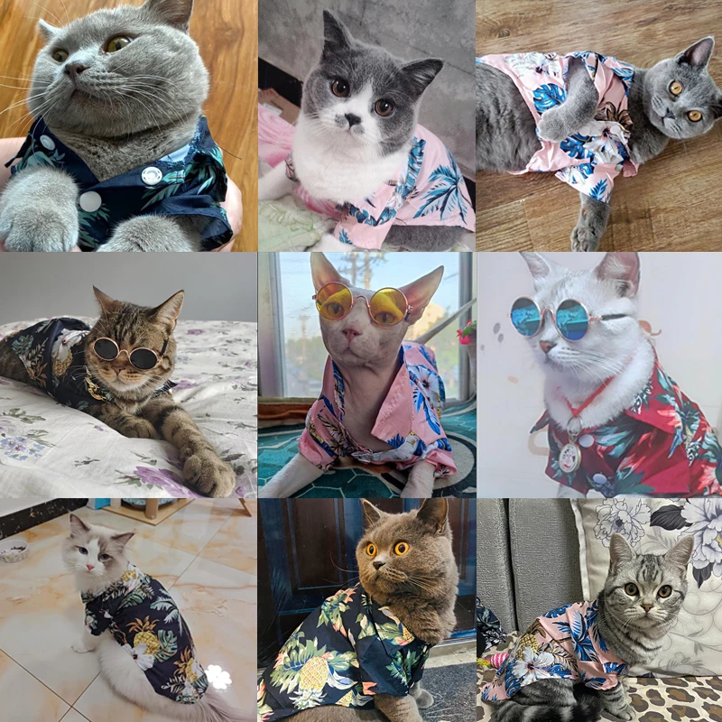 Camisa fresca para perros y gatos pequeños y medianos, ropa estampada para mascotas, camiseta para gatitos y cachorros, ropa para las cuatro estaciones - imagen 5