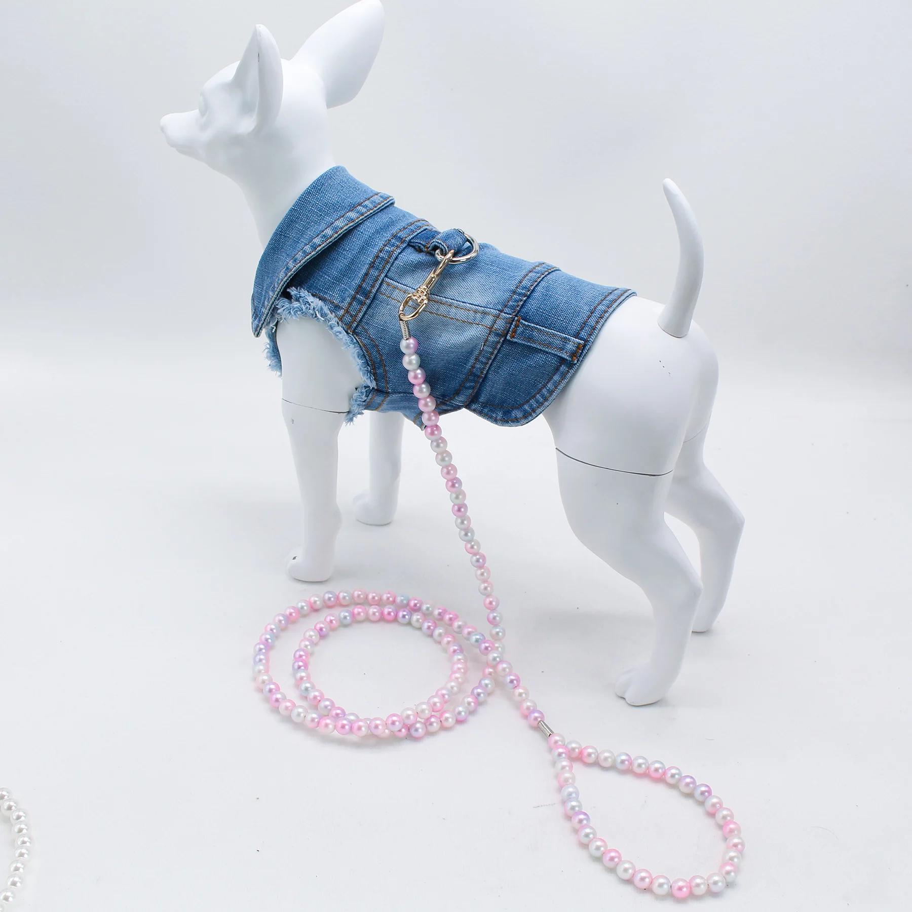 Correa decorate con piedras para perros y gatos – Color rosa - imagen 5