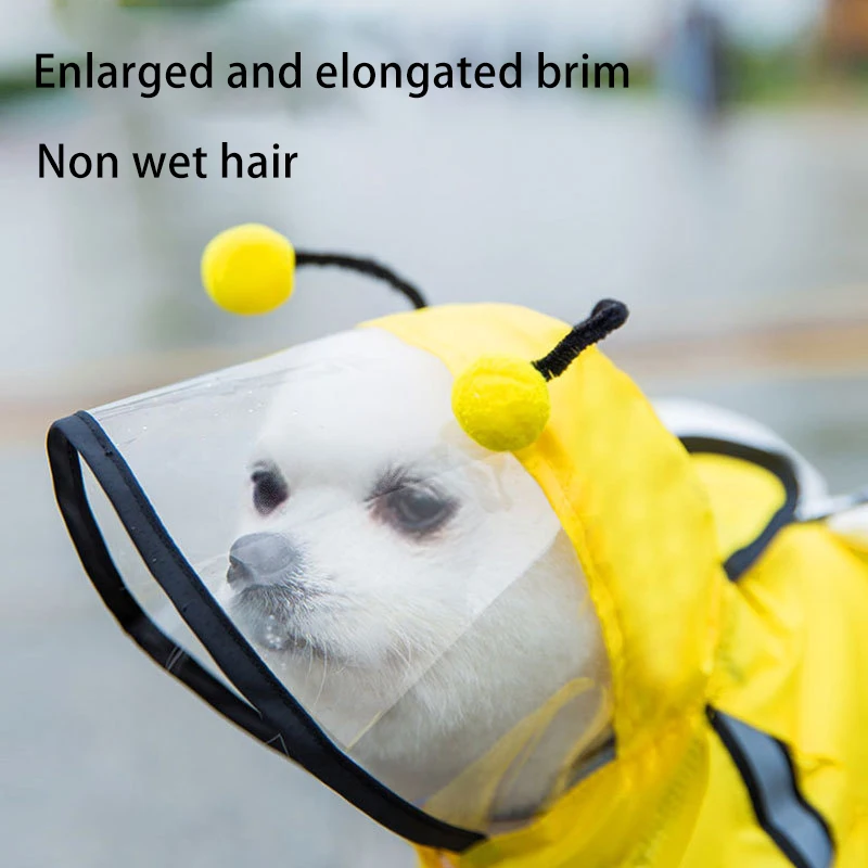 Chubasqueros con forma de abeja para perros, Poncho reflectante para mascotas, adecuado para mascotas, chaqueta impermeable, ropa para cachorros de moda - imagen 4