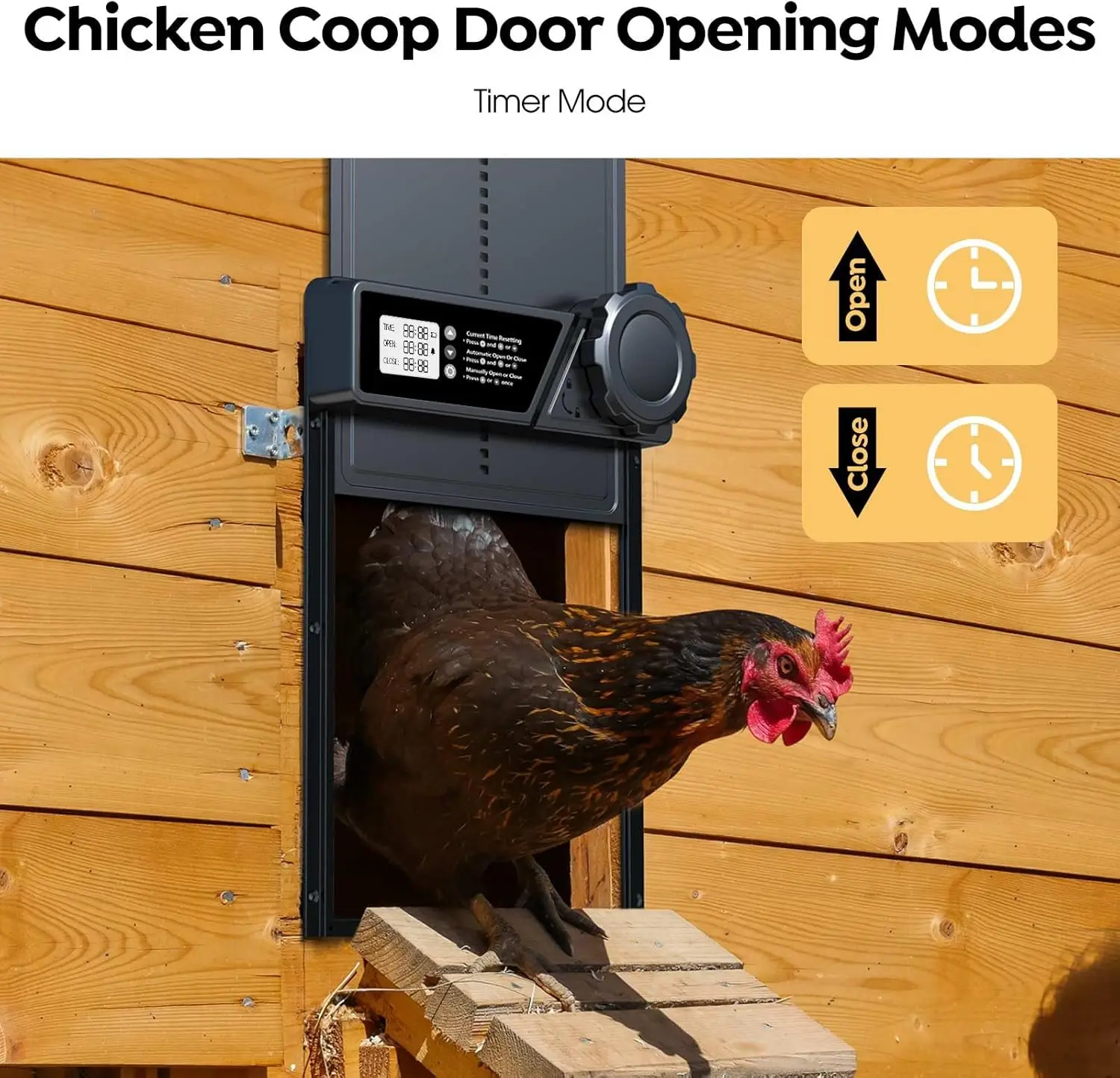 Puerta automática antisalida para gallinero con temporizador LCD - imagen 2