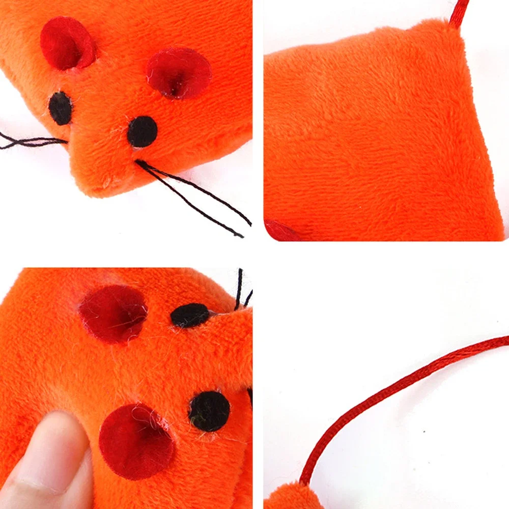 5 uds ratón naranja juguete para gato ratones de peluche lindos suministros de juguetes para mascotas - imagen 5