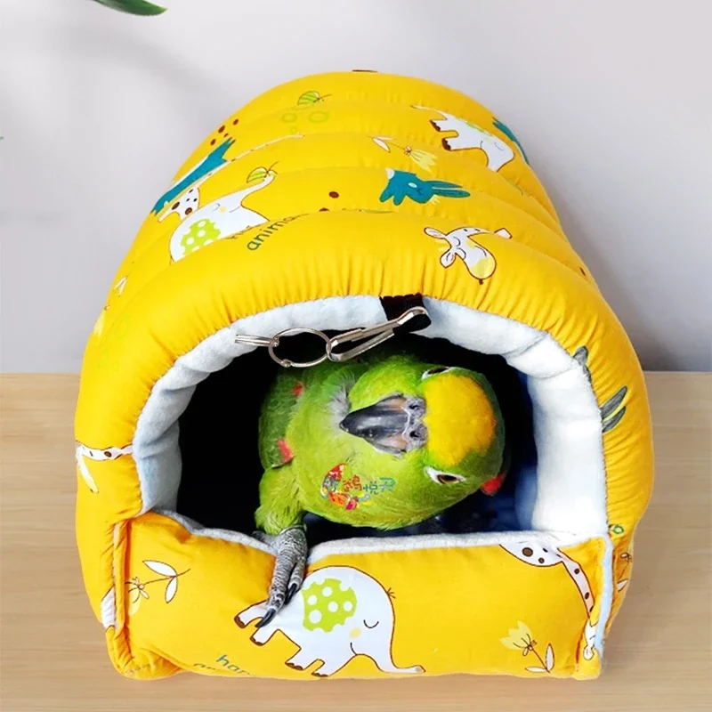 Cama para pájaros con estampado bonito, Mini jaula para conejo, estera para ardilla, nido de conejillo de indias, casa para hámster, camas para dormir de animales pequeños, jaula colgante para mascotas, 1 ud. - imagen 3