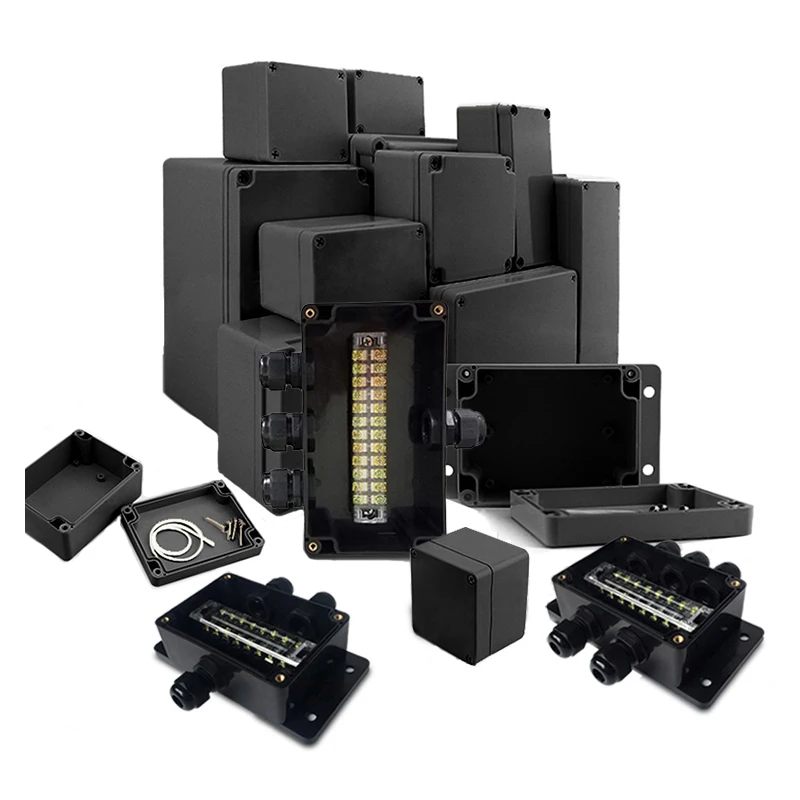 Caja negra, caja impermeable para exteriores, caja de plástico, caja de proyectos electrónicos, caja de conexiones impermeable para instrumentos - imagen 3