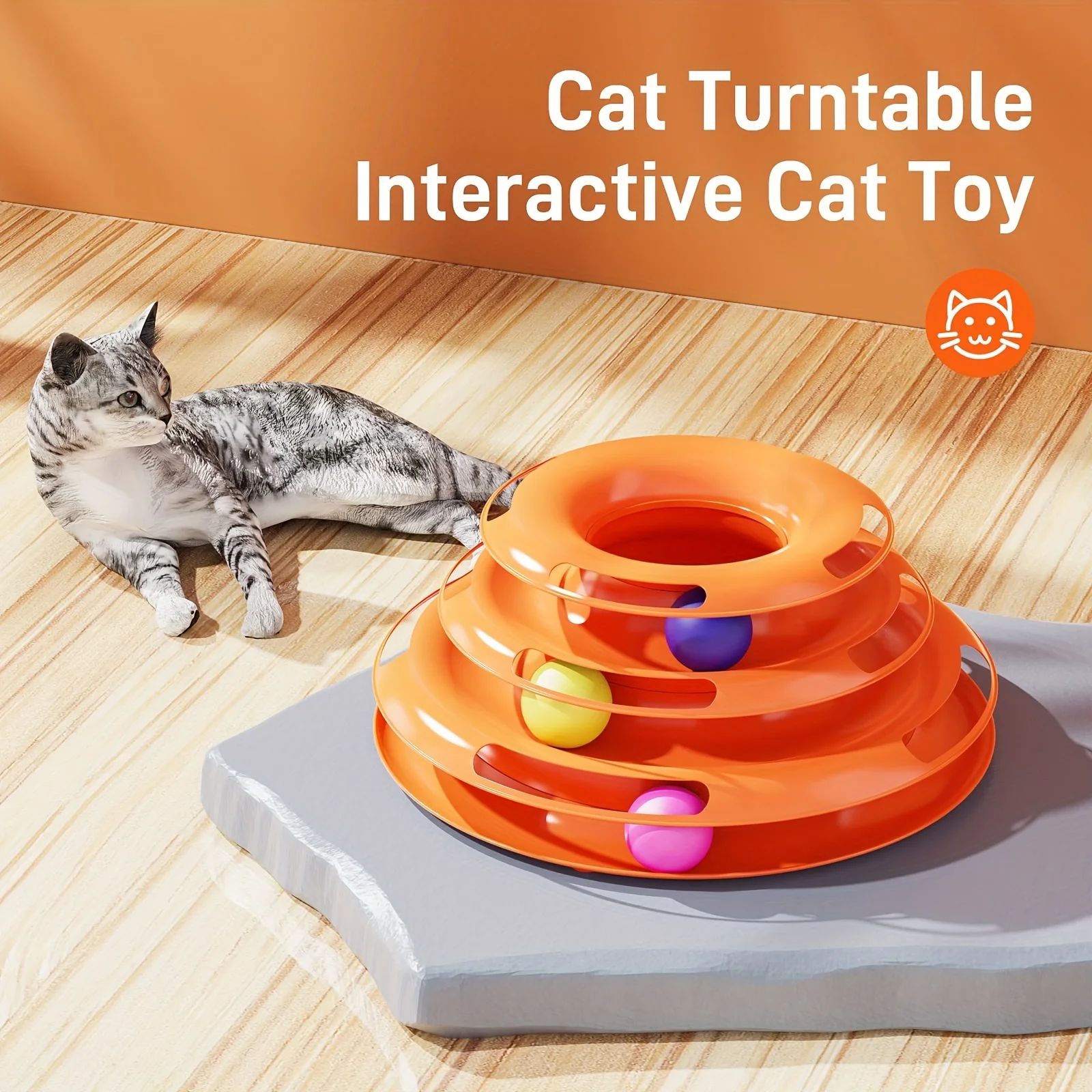 Torre interactiva de 3 niveles para gatos – Juguete mentally stimulante con bolas - imagen 5