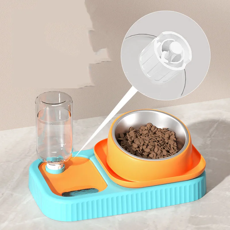 Cuenco doble para gatos, protección Cervical para el cuello, cuenco alto para pies, evita que se vuelque, bebedero automático, cuencos de comida para perros y gatos, suministros para mascotas - imagen 3