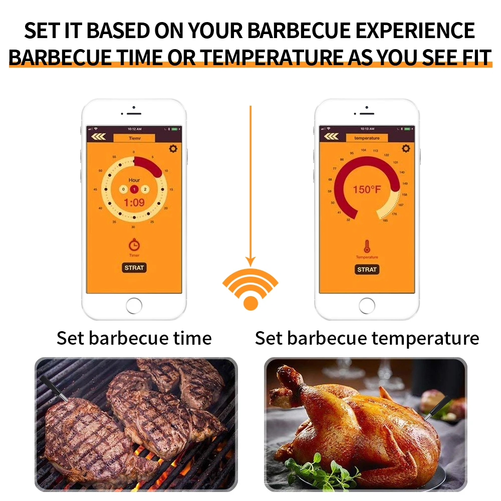 Termómetro de carne con sonda inalámbrica para horno, parrilla, barbacoa, filete, cocina, Digital, inteligente, Bluetooth, accesorios - imagen 4