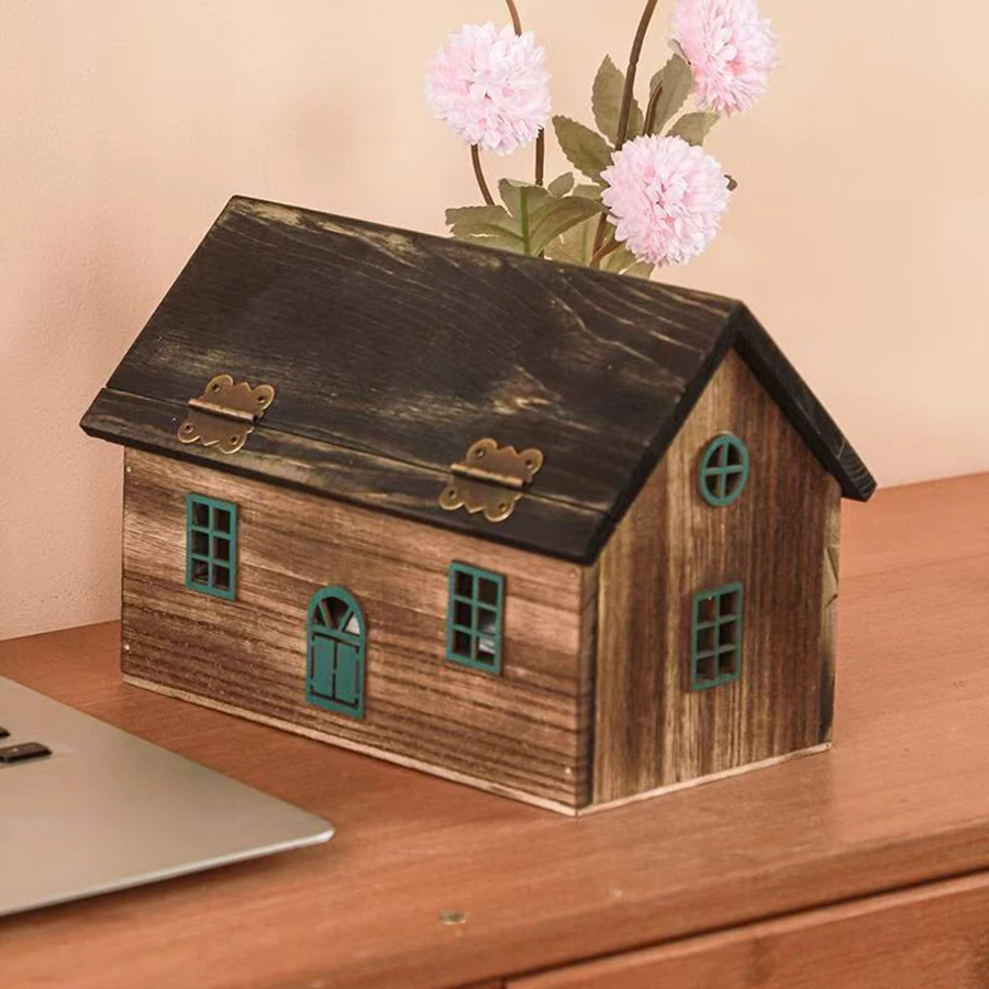 Caja de pañuelos de madera creativa para restaurante B & B, caja de papel Retro de madera maciza, cajas de papel en rollo para el hogar y la sala de estar