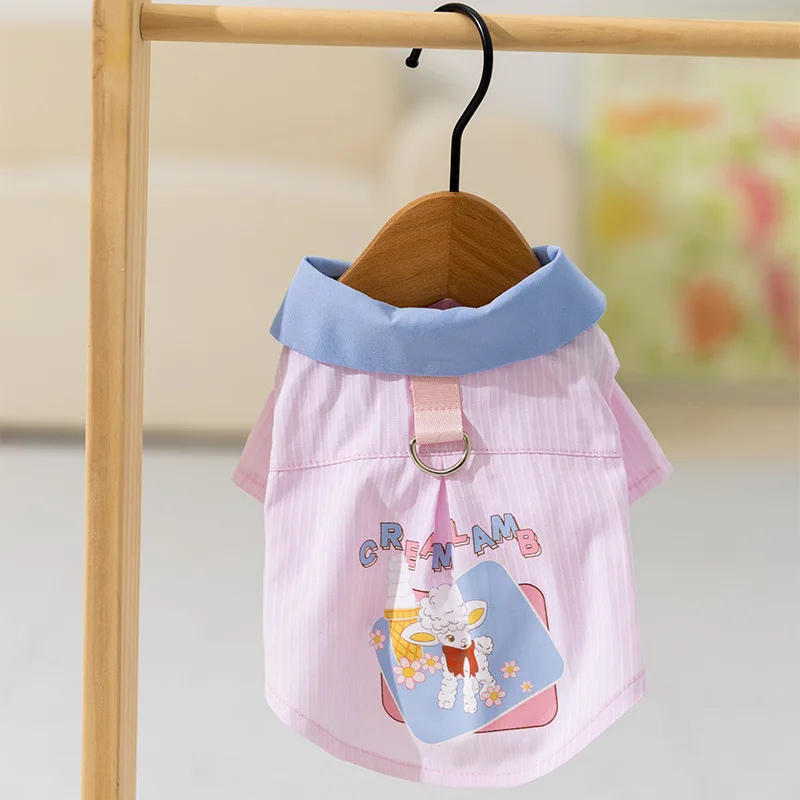 Camiseta para perro mascota, camisa a rayas fina y transpirable de primavera, ropa de dos piernas para perro de tamaño pequeño y mediano, Teddy Cat - imagen 3