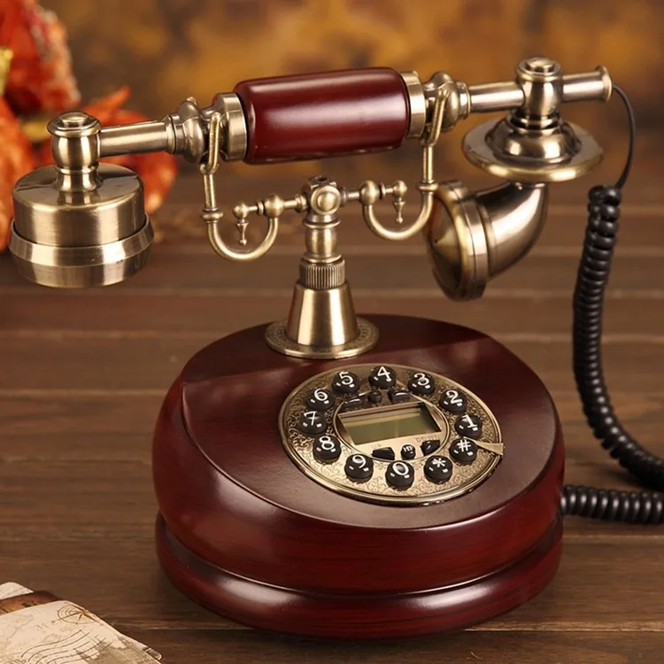 Teléfono decorativo retro de imitación madera estilo europeo antiguo - imagen 4