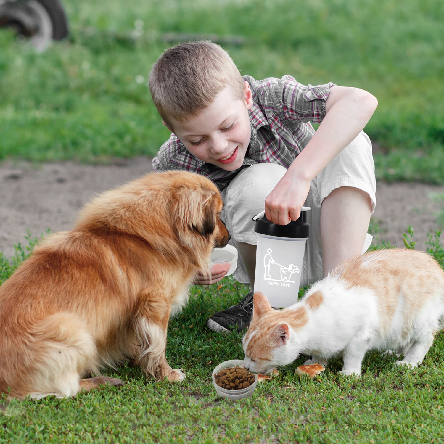Botella de agua portátil para perros pequeños y grandes, alimentador de comida para caminar al aire libre, a prueba de fugas, botella de agua multifuncional para perros - imagen 2