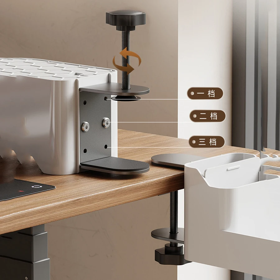 Organizador de escritorio lateral ajustable en altura, soporte montable debajo del escritorio, estante de almacenamiento, organizador de montaje de escritorio que ahorra espacio en el lugar de trabajo - imagen 5