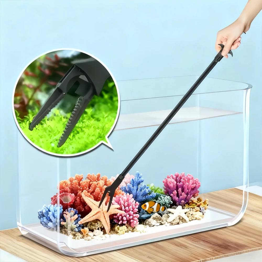 Podadora de plantas acuáticas ergonómica con mango largo para acuarios