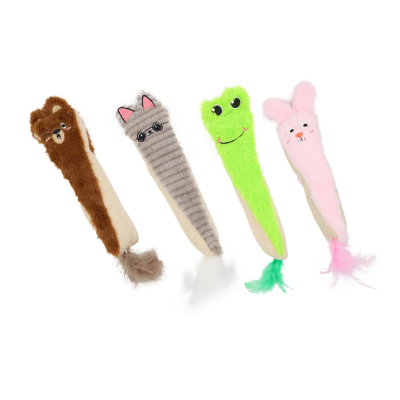 Nueva muñeca de peluche de sisal con forma de animal con plumas que contiene papel sonoro, juego interactivo resistente a mordeduras, suministros para mascotas - imagen 5