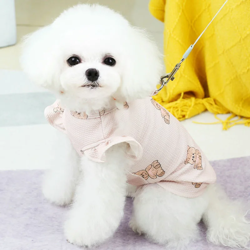 Ropa para perros con diseño de oso, sudaderas con capucha de color Beige y rosa, camiseta para perros pequeños, perro salchicha, Pug, disfraz de manga voladora, sudadera para cachorros, camisas XL - imagen 5