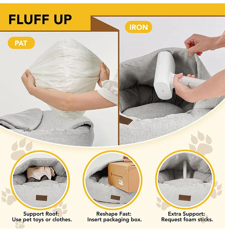 Cama ovalada cerrada para gatos y perros pequeños – Cálida y suave