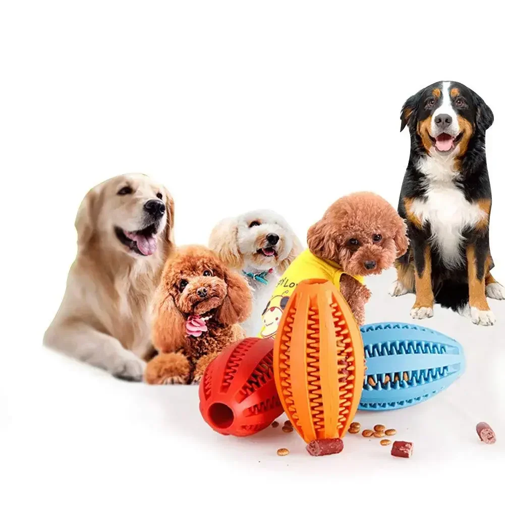 Juguetes para masticar para perros, Bola de aperitivos para limpieza de dientes, pelota de juguete para perros, goma Natural, suministros interactivos hinchables súper resistentes para mascotas - imagen 4