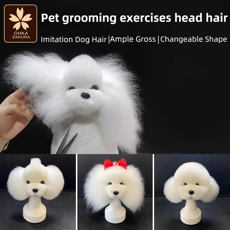 Cabeza simulada para mascotas, modelo de cabeza de perro falsa, práctica de esteticista, corte de pelo de perro, cuerpo de perro, peluca, práctica de recorte de cuidado de mascotas - imagen 5