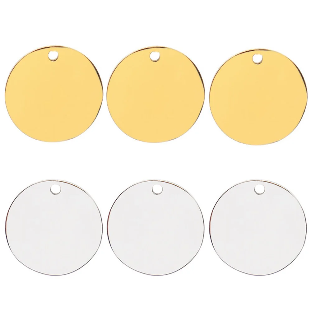 Wholesale 20Pcs Stainless Steel ID Tag Round Mirror Collar Pet DIY Plating Name Pendant Necklace Puppy Key Ring Accessory - imagen 5