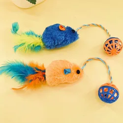 Ratón de peluche con campana, juguete interactivo para gatos