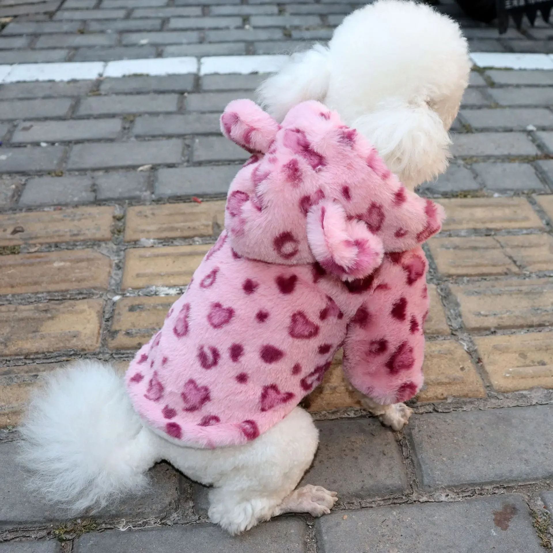 Abrigo de piel de otoño/invierno para perros, abrigo de felpa de amor de otoño/invierno, chaqueta gruesa de peluche Schnauzer para mascotas, ropa para perros pequeños - imagen 2