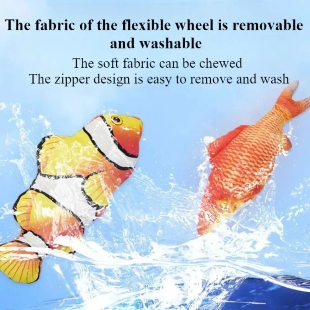 Juguetes para gatos, pez flotante, juguete para gatos en movimiento interactivo para gatos de interior, gatito, Kicker, juguete para perros disquete, pez de peluche eléctrico realista - imagen 3