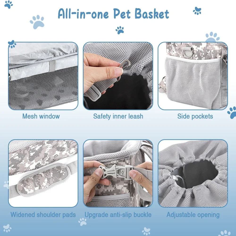 Cesta de bicicleta para perros pequeños y medianos, malla transpirable, extraíble, manillar delantero - imagen 4