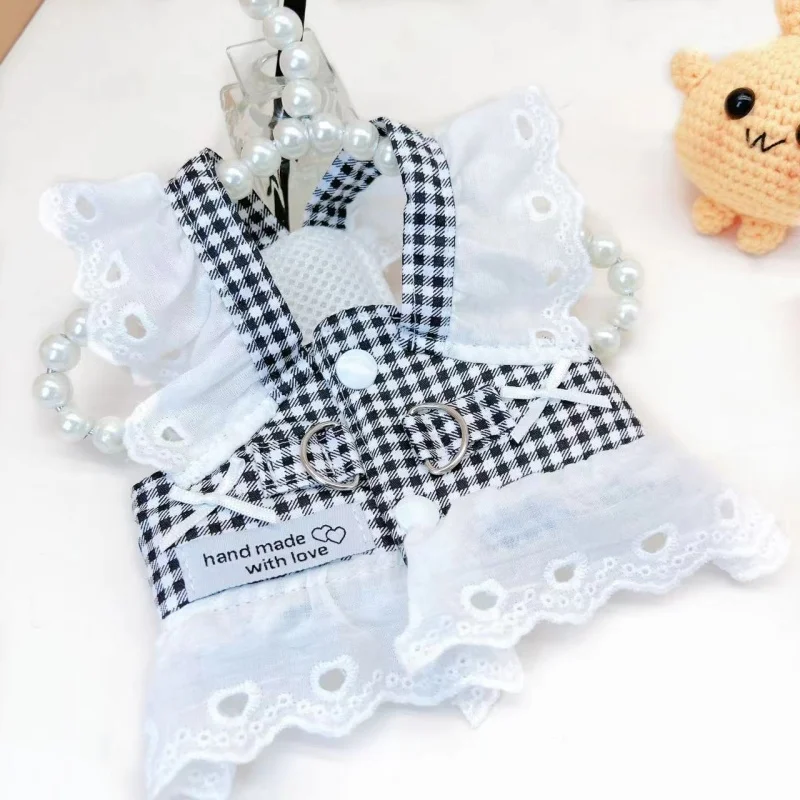 Vestido con tirantes para perros, ropa a la moda para perros pequeños, falda bonita a cuadros para cachorros, lazo de encaje, vestido de princesa para gatos, disfraces para mascotas Chihuahua - imagen 5
