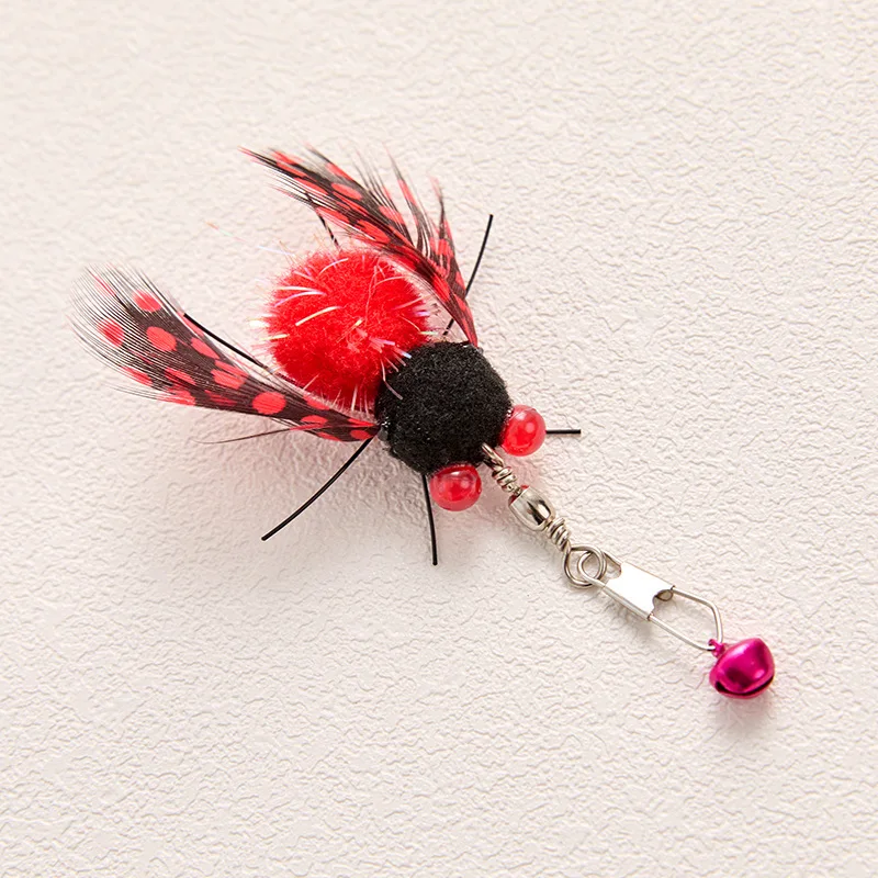 Palo de teaser de gato de insecto simulado, 4 Uds., para cambiar los cabezales, juguete interactivo para gatos, juguete para mascotas con plumas - imagen 5