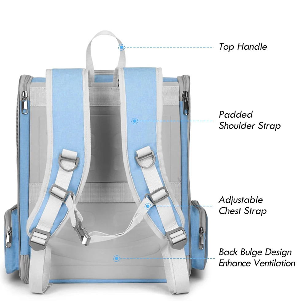 Bolsa para gatos y mascotas, transportador de viaje para perros de malla de lona transpirable, mochila portátil para exteriores, doble hombro para gatos, bolsas de transporte para cachorros - imagen 4