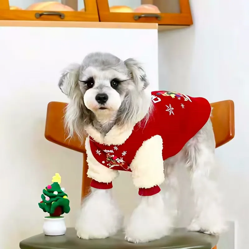 Ropa de Navidad para mascotas, ropa de vacaciones de Año Nuevo, sudaderas con capucha para perros de alce, abrigo de otoño e invierno, chaqueta gruesa y cálida para cachorros