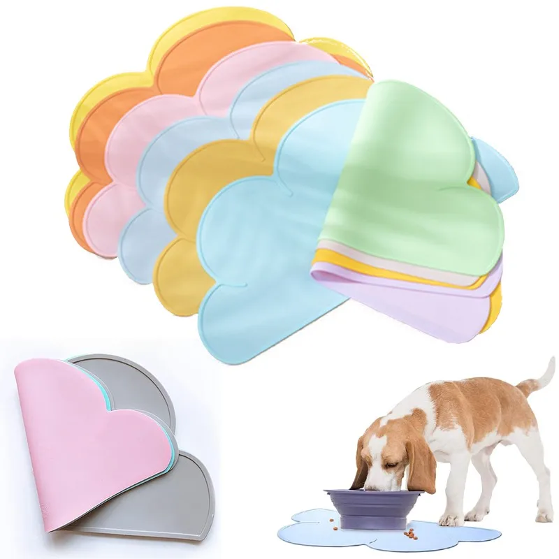 Cuenco de silicona para alimentación de mascotas, tapete para comida para perros y gatos, antiadherente, impermeable, almohadilla de alimentación para alimentos para mascotas, bandeja alimentadora para cachorros, mantel individual con cojín de agua