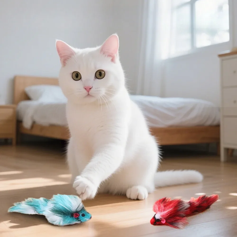 Juguetes de peluche para gatos - ratones falsos interactivos - imagen 3
