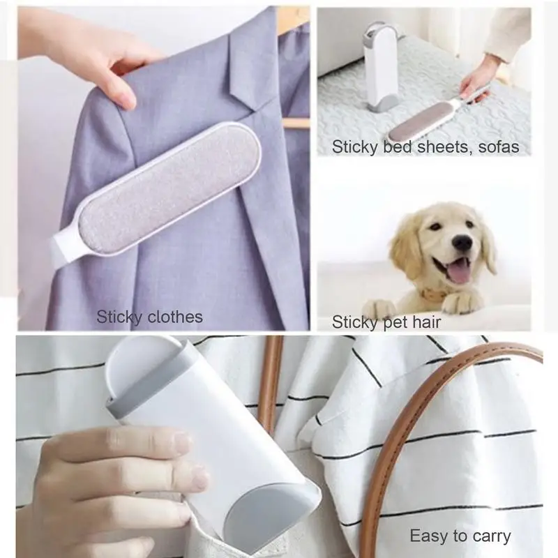 Cepillo de pelusa de viaje reutilizable, herramienta portátil de eliminación de pelusa de abrigo, recogedor de pelo suelto de doble cara para sofá de ropa - imagen 4