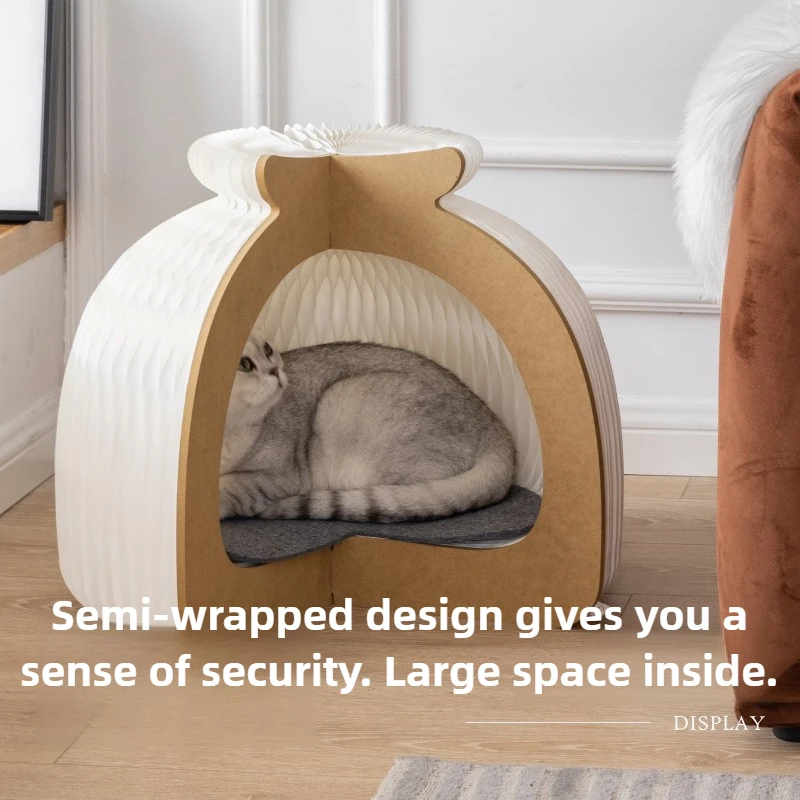 Cama nido plegable para gatos, jaula portátil de papel Kraft para casa de gatos, interior, 4 estaciones, anidación Universal para gatos, suministros creativos extraíbles para mascotas - imagen 4