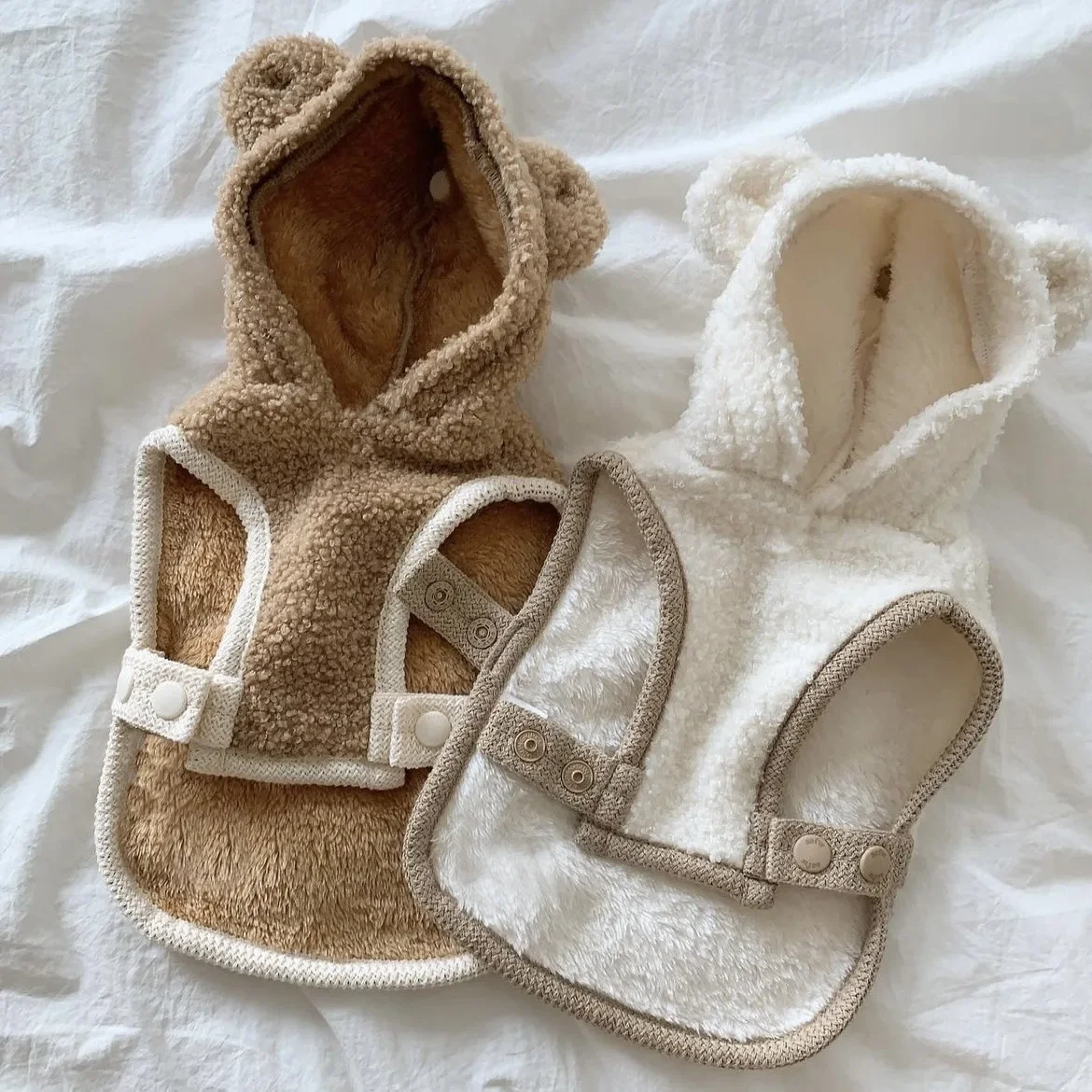 Capa gruesa y cálida con capucha para mascotas, ropa cálida para perros, ropa para cachorros de peluche para perros pequeños, chaquetas para cachorros, chaleco, ropa gruesa para perros - imagen 3