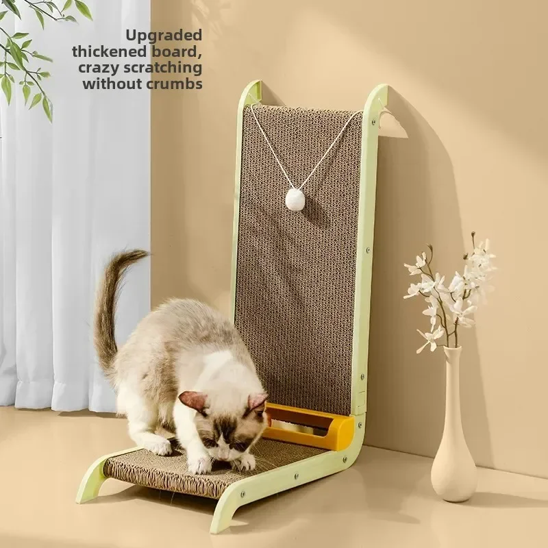 Tablero para rascar gatos Simple en forma de L, tablero de garra grande Vertical resistente al desgaste, papel corrugado resistente a los arañazos - imagen 3
