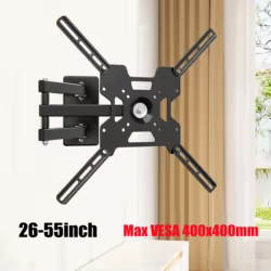 Soporte de pared para TV Full Motion para pantalla de 26-55 pulgadas, soporte para TV, soporte de montaje en pared con extensión, inclinación, giratorio, máximo VESA 400x400 mm