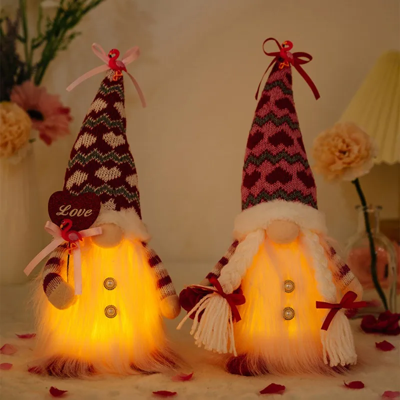 Decoraciones de elfo de felpa con purpurina para el Día de San Valentín, Tomte escandinavo hecho a mano para decoración del hogar del Día de San Valentín - imagen 5