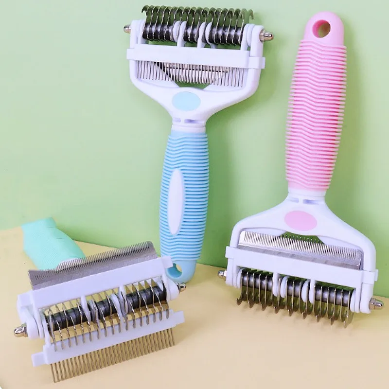 Peine para perros, cuchillo, cepillo para perros 3 en 1, cepillo para el cuidado de perros, removedor de pelo para mascotas, cuchillo multifuncional, peines para limpieza de nudos de pelo de perros - imagen 2